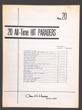 Vintage 20 All-Time Hit Paraders #20 Sheet Music 20 Songs Included Elvis 1955